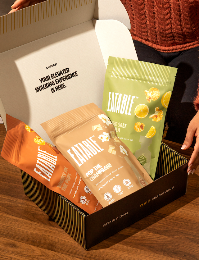 Trio Gift Box - Bestselling Caramel & Chocolate Popcorn Bundles - EATABLE Popcorn