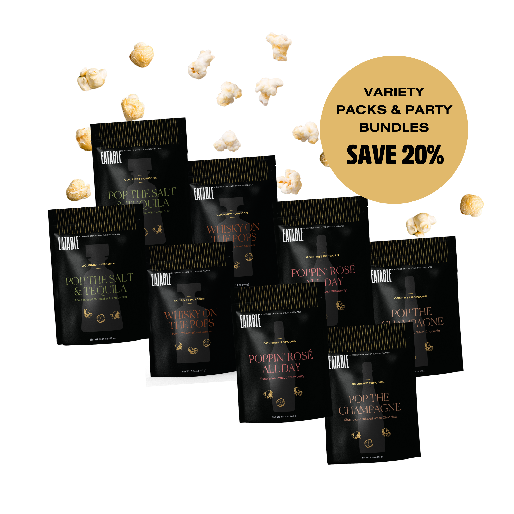 Luxe Mini Bag Bundles - Wine & Spirits Infused Gourmet Popcorn