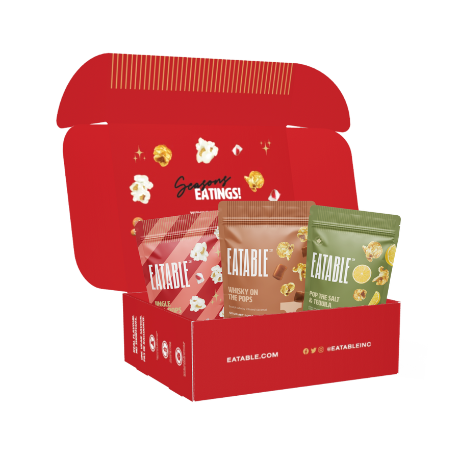 Custom - Poppy Holidays Gift Box - Caramel & Chocolate Popcorn Trio Set