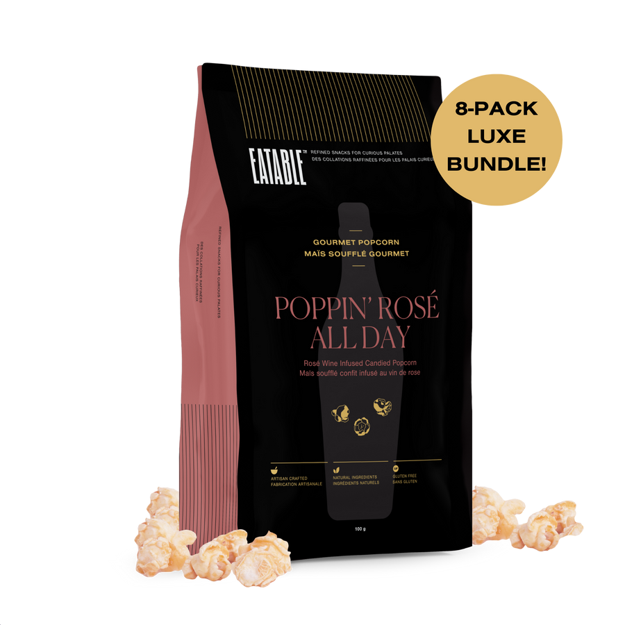 Poppin' Rosé All Day - Wine Infused Candied Popcorn - EATABLE Popcorn